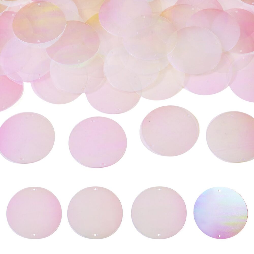 7290 150 Pcs Round Capiz Shells Pieces 52mm Iridescent PVC Paillette Links